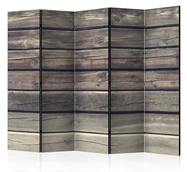 Paravento design Stile campestre II - composizione su assi di legno marrone
