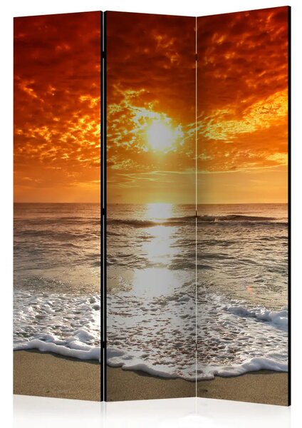 Paravento design Tramonto fiabesco - paesaggio marino e cielo rosso