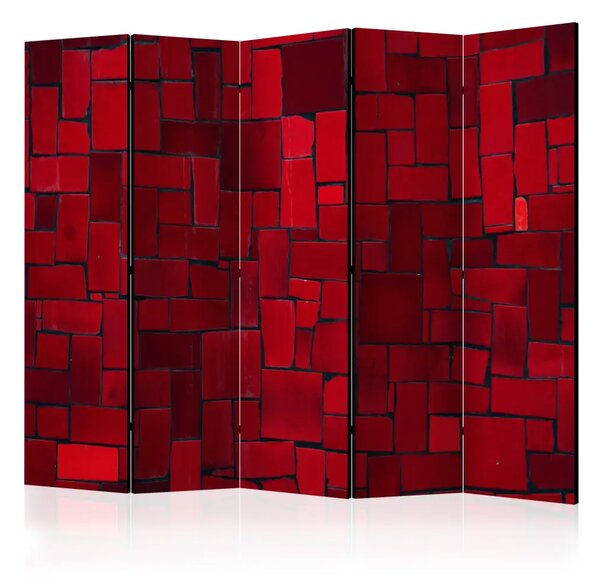 Paravento separè Immagine rossa II - mosaico di mattonelle color cremisi