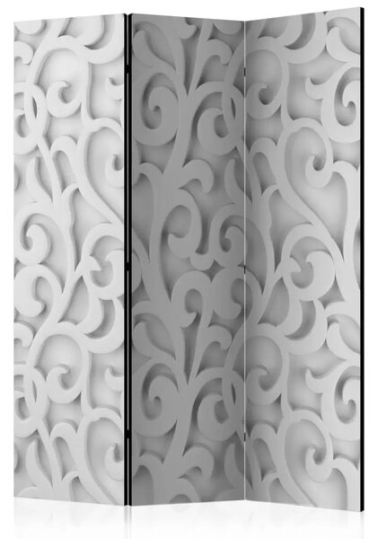 Paravento Ornamento bianco - astrazione chiara con motivo vegetale