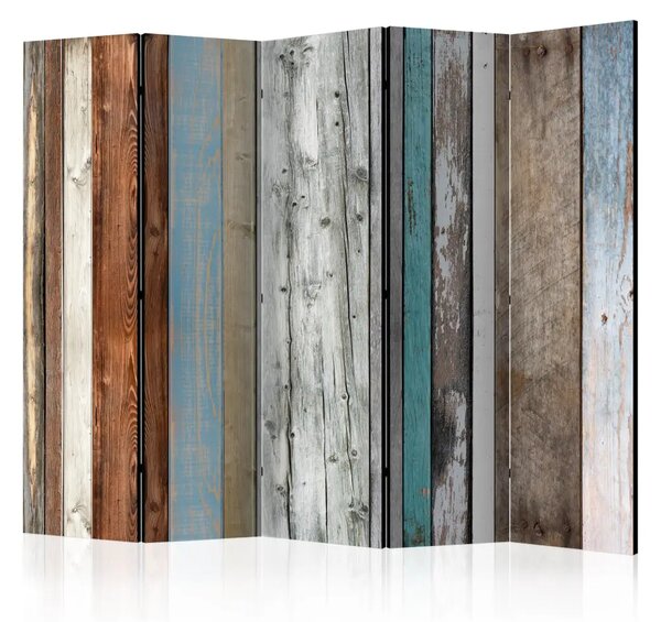 Paravento Colori ordinati II - composizione in strisce colorate di assi