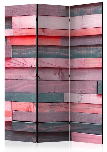 Paravento separè Cottage rosa - composizione in listelli di legno colorati