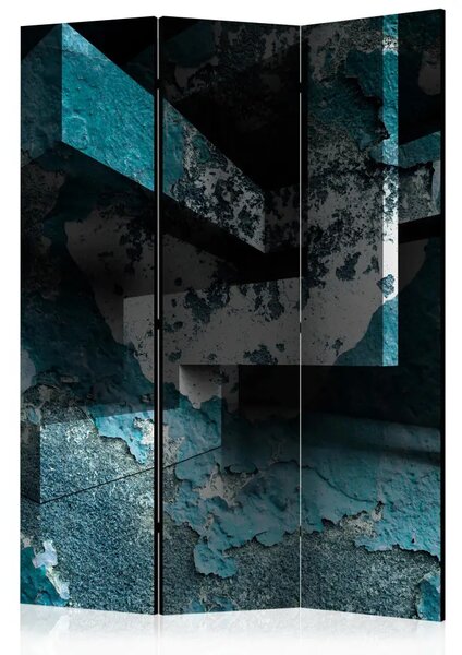 Paravento design Geometria azzurra - illusione con un tocco di blu