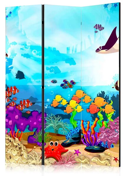 Paravento separè Gioco subacqueo - pesci e piante colorate sul fondo marino