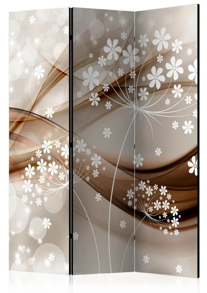 Paravento Storie primaverili - composizione beige con fiori chiari