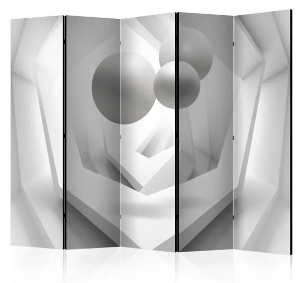 Paravento Immaginazione bianca II - luminosa illusione geometrica