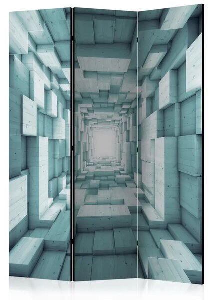 Paravento Tunnel geometrico II - blocchi blu in legno