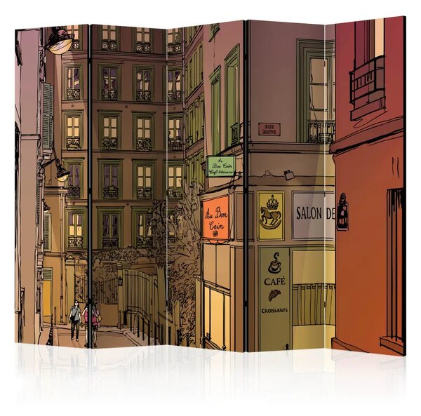 Paravento design Cena a Parigi II - strada colorata e architettura