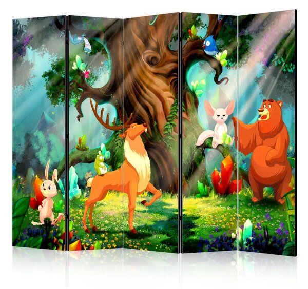 Paravento design Orsetto e amici II - composizione colorata per bambini