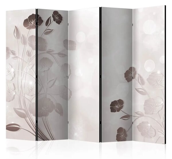 Paravento separè Delicatezza dei Fiori II - sfondo beige con motivi floreali