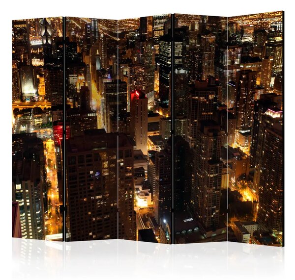 Paravento Città di Notte - Chicago II - vista aerea sui grattacieli