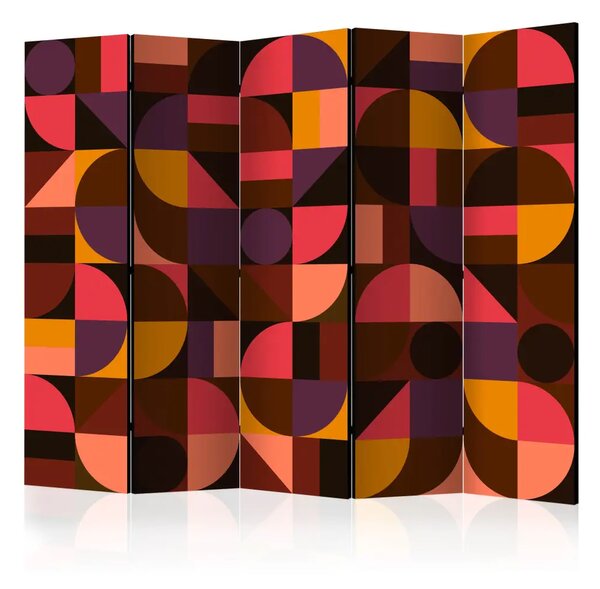 Paravento design Mosaico Geometrico Rosso II - motivo a strisce