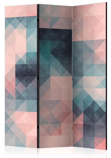 Paravento separè Pixel Verde-Rosa - modello in disegno geometrico