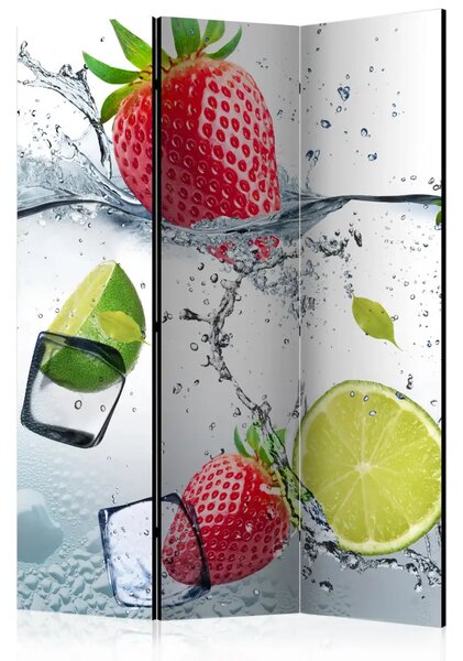 Paravento separè Cocktail fruttato - fragole e lime tra cubetti di ghiaccio