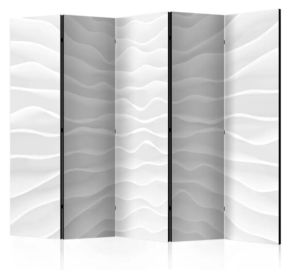 Paravento separè Origami wall II - astrazione bianca con onde di carta