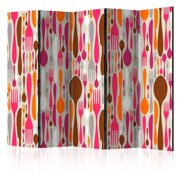 Paravento design Posate - Rosa Viola II - coltelli e forchette