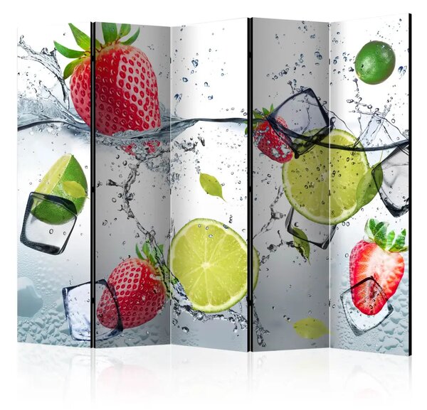 Paravento design Cocktail fruttato II - composizione succosa di fragole
