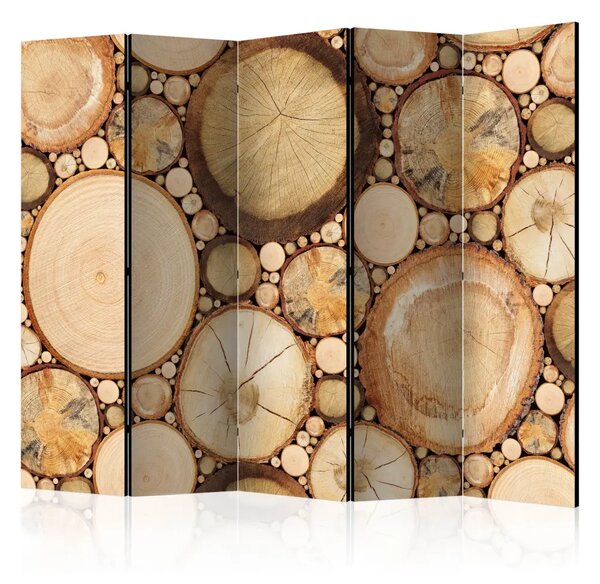 Paravento design Strati di Legno II - composizione di legno marrone
