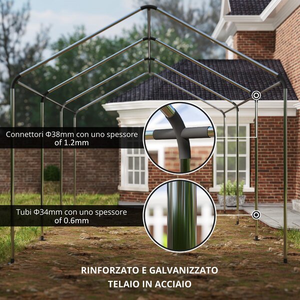 Outsunny Capannone esterno con 2 porte avvolgibili, tenda garage per veicoli, barche e carico, 3 x 6m, verde | Aosom Italy