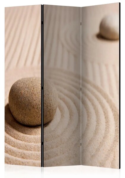 Paravento separè Sabbia e zen - composizione con due pietre in stile zen