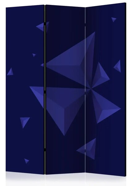 Paravento separè Pioggia di meteoriti - astrazione geometrica in blu scuro