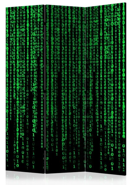 Paravento design Pioggia digitale - astrazione verde su sfondo solido