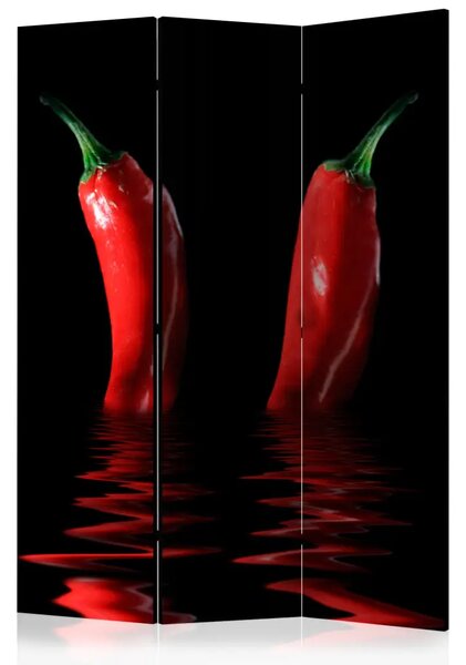 Paravento design Peperoncino - tre verdure infuocate immerse nell'acqua