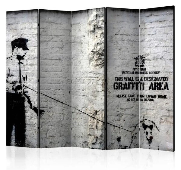 Paravento design Banksy - Area Graffiti II - poliziotto e cane su murales