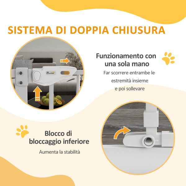 PawHut Cancellino per Cani Regolabile Alto con Porta Piccola e Chiusura Automatica, 74-101x104cm, Bianco | Aosom Italy