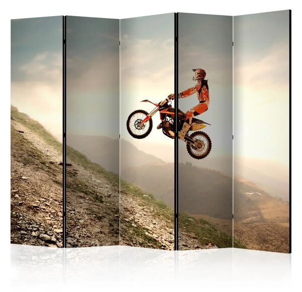 Paravento design Sport Motoristico II - motociclista, panorama montano
