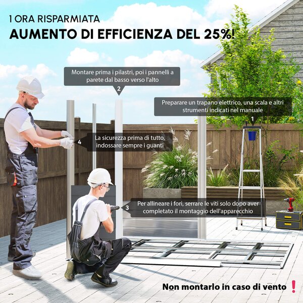 Outsunny Casetta da Giardino con Porte doppie bloccabili, Capanno per attrezzi in metallo, 2,40 x 2,06 x 1,98 m, Grigio scuro | Aosom Italy