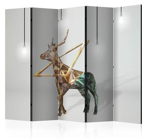 Paravento Cervo 3D II - astrazione geometrica con animale