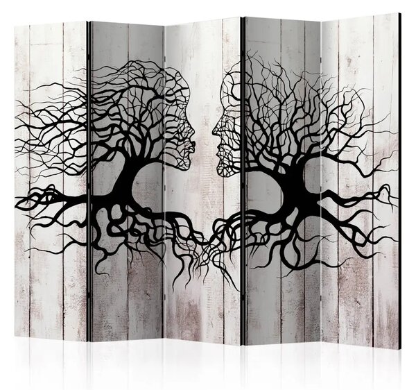 Paravento separè Bacio degli Alberi II - astrazione amorevole su legno