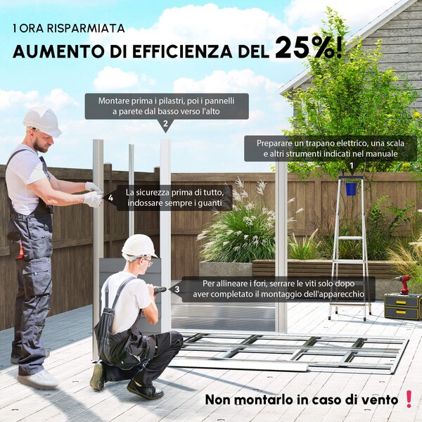 Outsunny Casetta da Giardino con Porte doppie bloccabili, Capanno per attrezzi in metallo, 2,40 x 2,06 x 1,98 m, Grigio chiaro | Aosom Italy