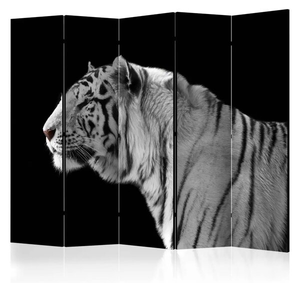 Paravento design Tigre Bianca II - composizione bianco nero, tigre