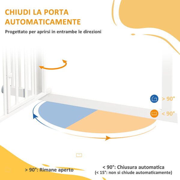 PawHut Cancellino per Cani Regolabile Alto con Porta Piccola e Chiusura Automatica, 74-101x104cm, Bianco | Aosom Italy