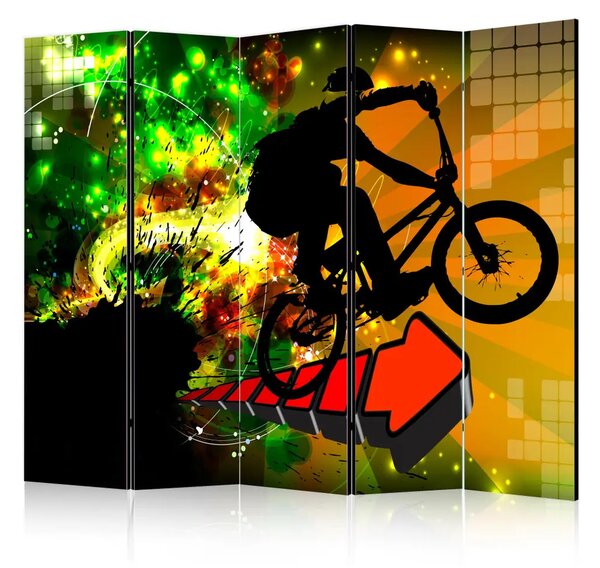 Paravento design Evolutioni in Bicicletta II - composizione sportiva colorata