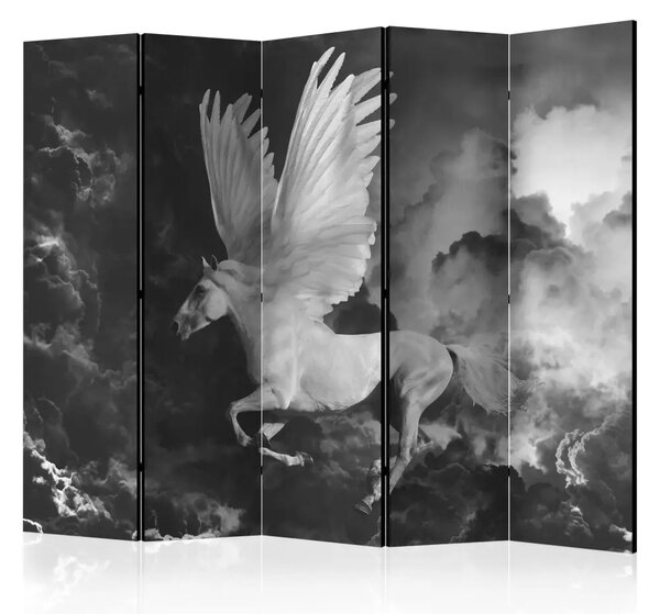 Paravento separè Pegaso verso l'Olimpo II - astrazione in bianco e nero