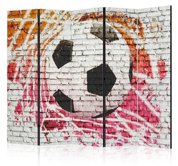 Paravento Calcio di Strada II - calcio su sfondo di mattoni bianchi