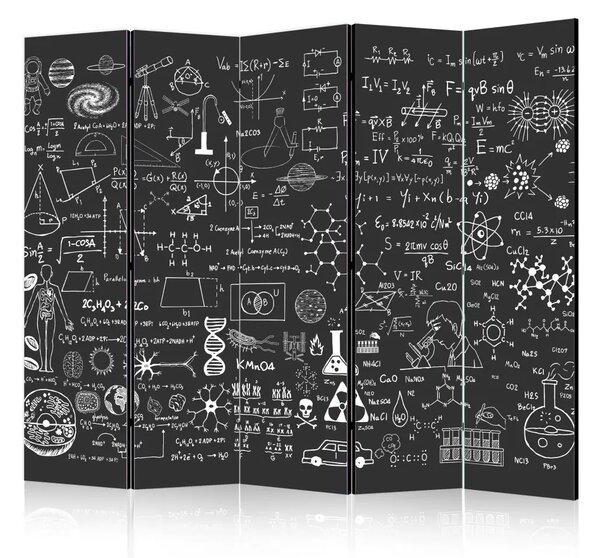 Paravento design Pannello Scientifico II - composizione bianco nero, scritte