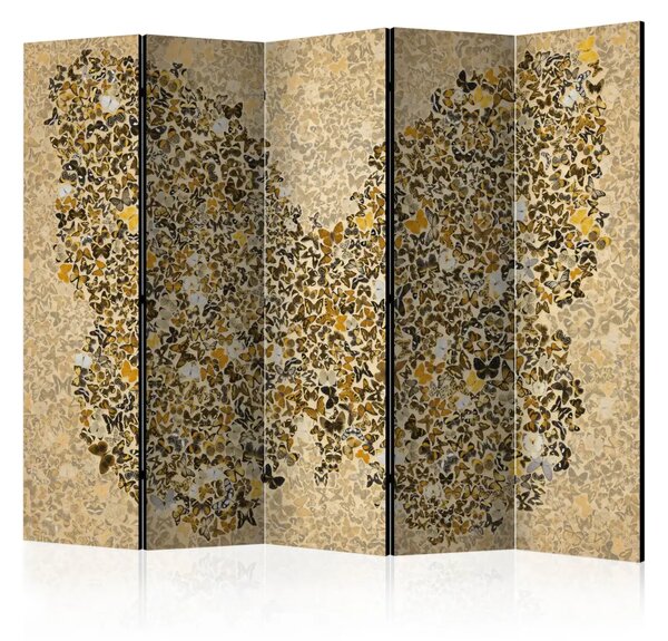 Paravento Madame Butterfly II - unica mosaico marrone con farfalle