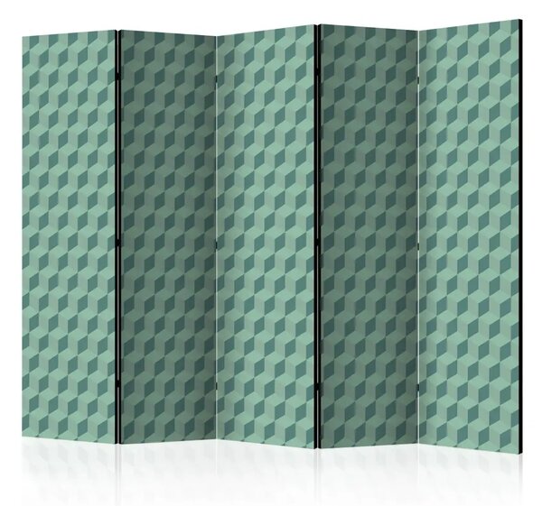 Paravento design Cubetti monocromatici II - sfondo geometrico verde 3D