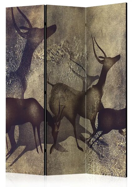 Paravento design Antilopi - silhouette animali, marrone-beige