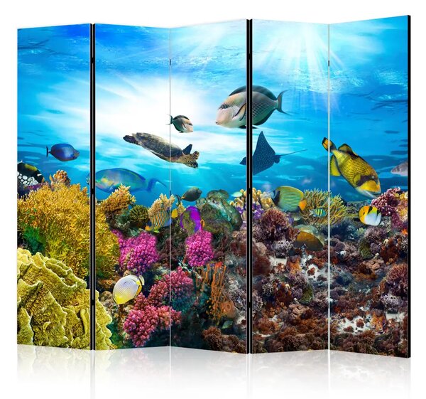 Paravento design Barriera corallina colorata II - vita oceanica
