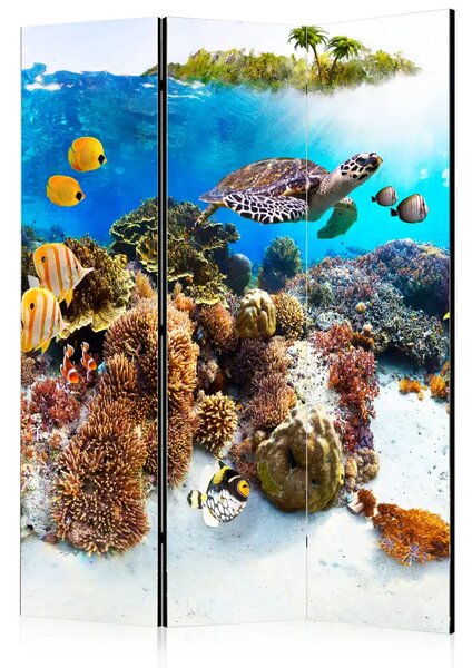 Paravento design Barriera corallina - pesci e piante marine colorate