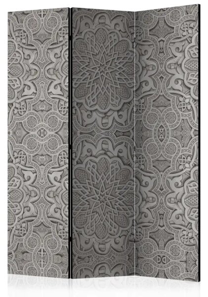 Paravento design Ornamento orientale - modello grigio in Mandala etnica