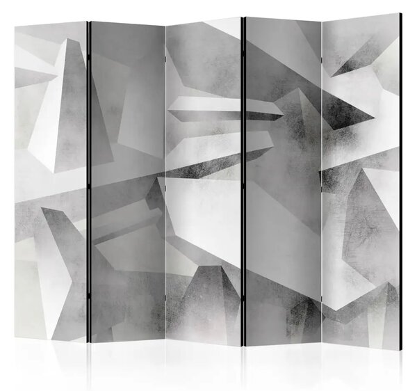 Paravento separè Ali congelate II - composizione grigia geometrica 3D