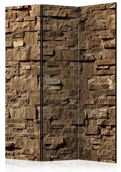 Paravento design Melodia di pietra - composizione marrone, parete