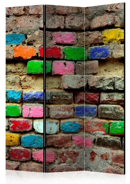 Paravento design Mattoncini colorati - composizione colorata, parete