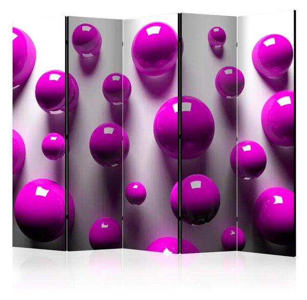 Paravento Palline viola II - composizione geometrica in forma 3D